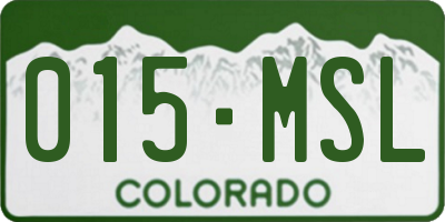 CO license plate 015MSL