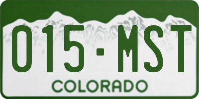 CO license plate 015MST