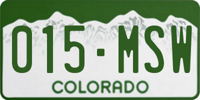 CO license plate 015MSW