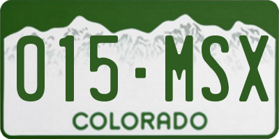 CO license plate 015MSX