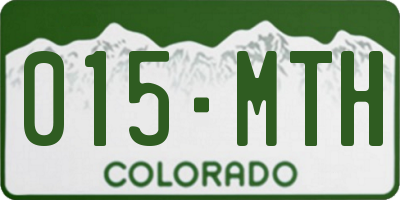 CO license plate 015MTH