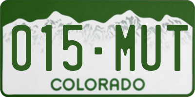 CO license plate 015MUT