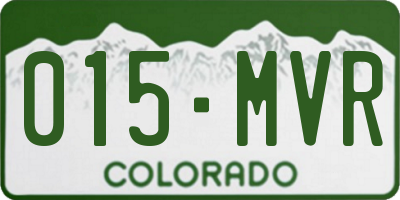 CO license plate 015MVR