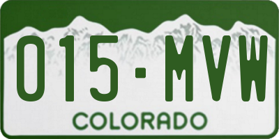 CO license plate 015MVW