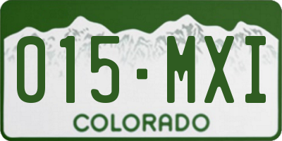 CO license plate 015MXI