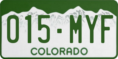 CO license plate 015MYF