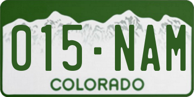 CO license plate 015NAM