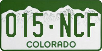 CO license plate 015NCF