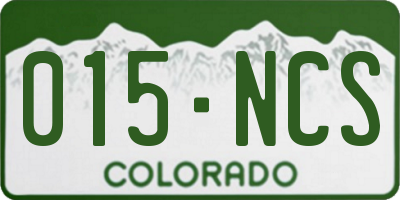 CO license plate 015NCS