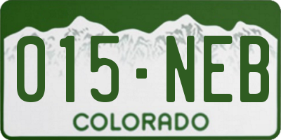 CO license plate 015NEB