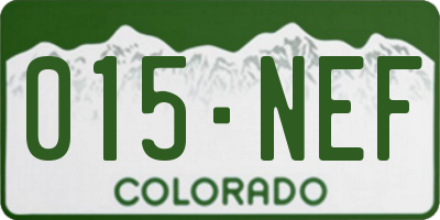 CO license plate 015NEF
