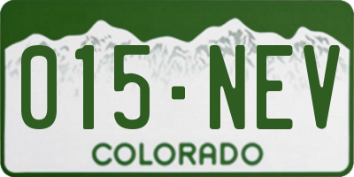 CO license plate 015NEV