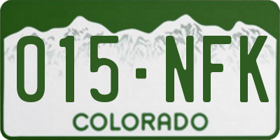 CO license plate 015NFK