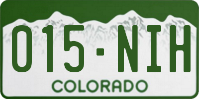 CO license plate 015NIH