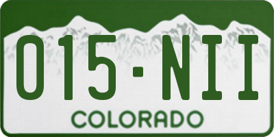 CO license plate 015NII