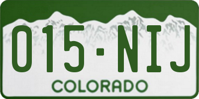 CO license plate 015NIJ