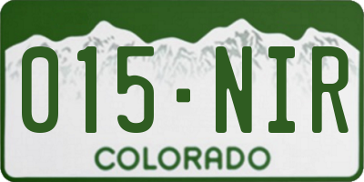 CO license plate 015NIR
