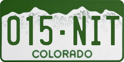 CO license plate 015NIT