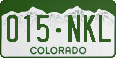 CO license plate 015NKL