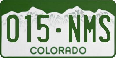 CO license plate 015NMS