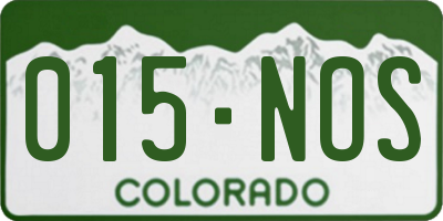 CO license plate 015NOS