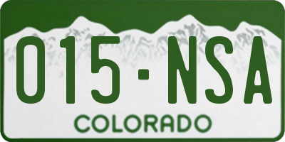 CO license plate 015NSA