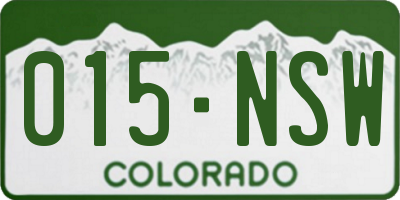 CO license plate 015NSW