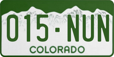 CO license plate 015NUN