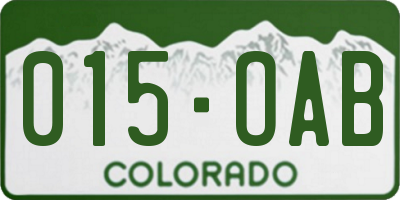 CO license plate 015OAB