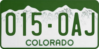 CO license plate 015OAJ
