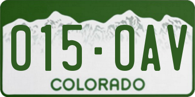 CO license plate 015OAV