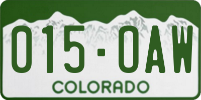 CO license plate 015OAW