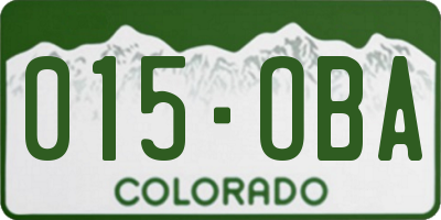CO license plate 015OBA