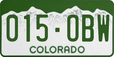 CO license plate 015OBW