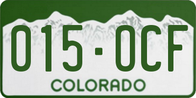 CO license plate 015OCF