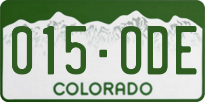CO license plate 015ODE