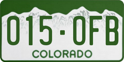 CO license plate 015OFB