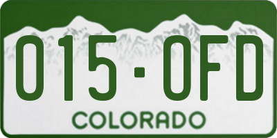 CO license plate 015OFD