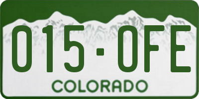 CO license plate 015OFE