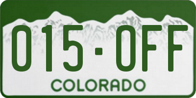 CO license plate 015OFF