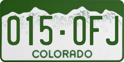 CO license plate 015OFJ