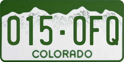CO license plate 015OFQ