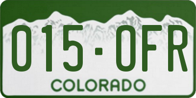 CO license plate 015OFR