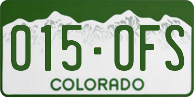 CO license plate 015OFS