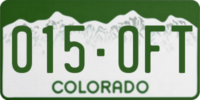 CO license plate 015OFT