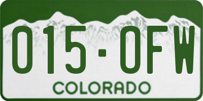 CO license plate 015OFW