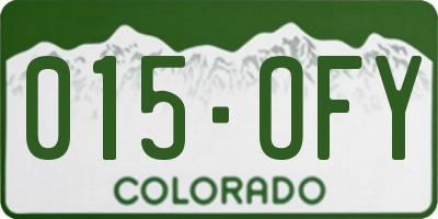 CO license plate 015OFY
