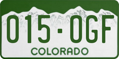 CO license plate 015OGF