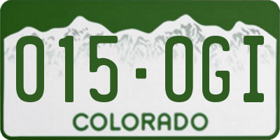 CO license plate 015OGI