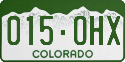 CO license plate 015OHX